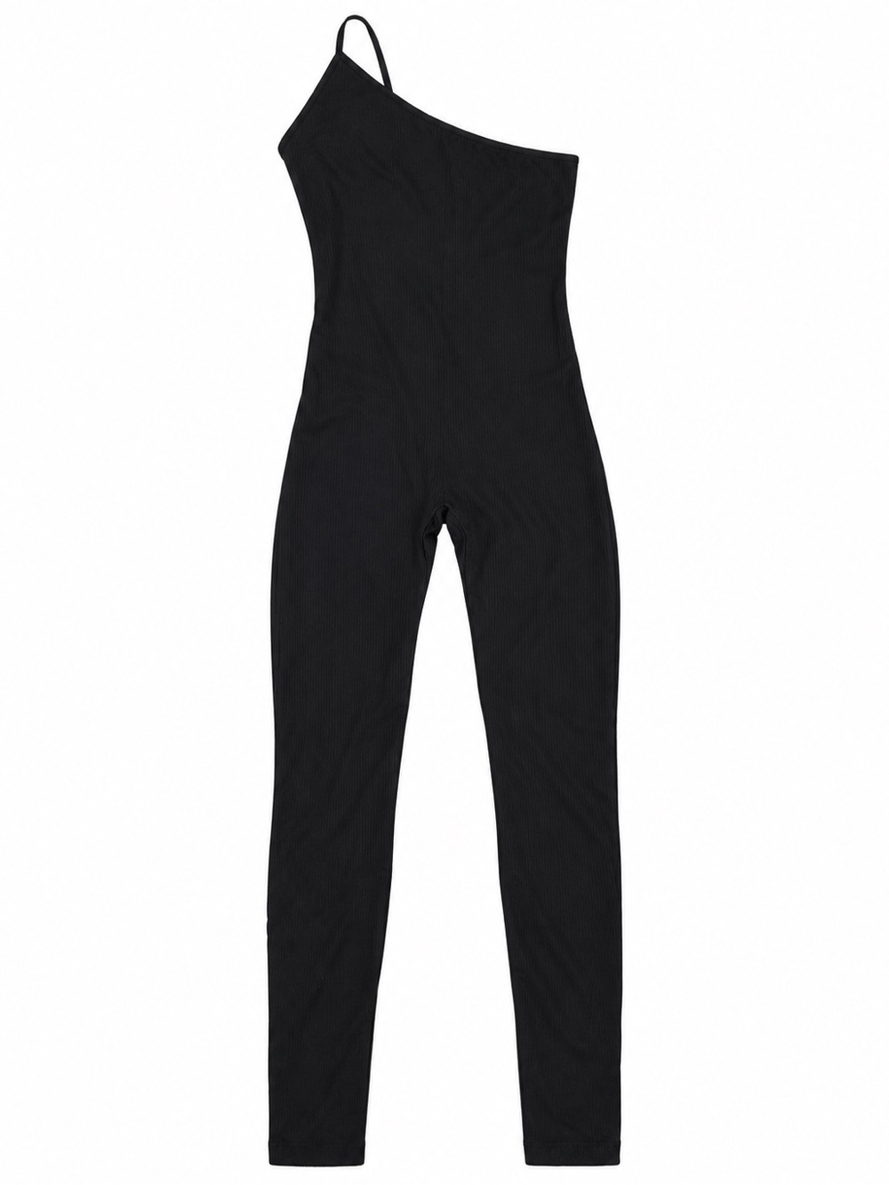 Zara Seamless One-Shoulder Black Jumpsuit